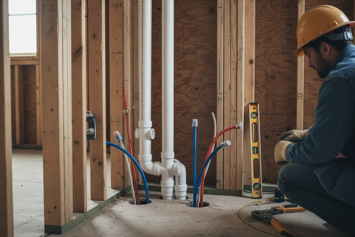 Drain and supply rough-in during Leak Detection in Palm Bay