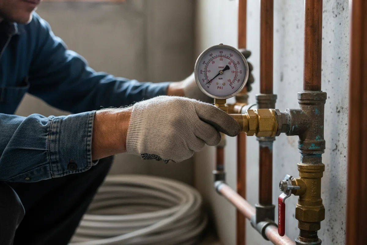 Pressure testing a repaired line during Water Line Repair in Palm Bay